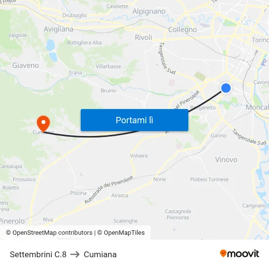 Settembrini C.8 to Cumiana map