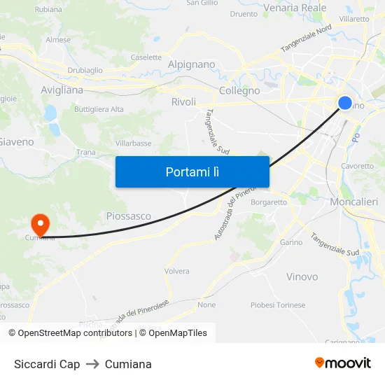 Siccardi Cap to Cumiana map