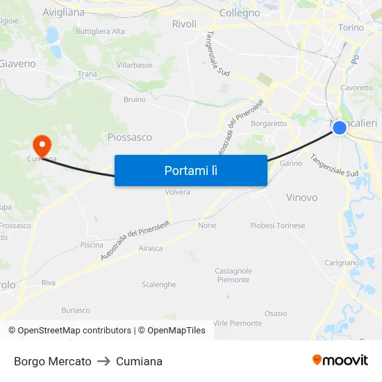 Borgo Mercato to Cumiana map