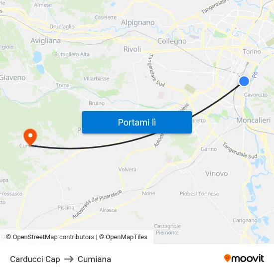Carducci Cap to Cumiana map