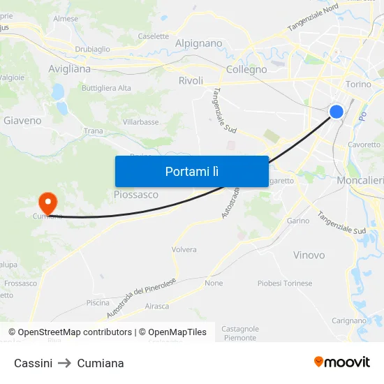 Cassini to Cumiana map