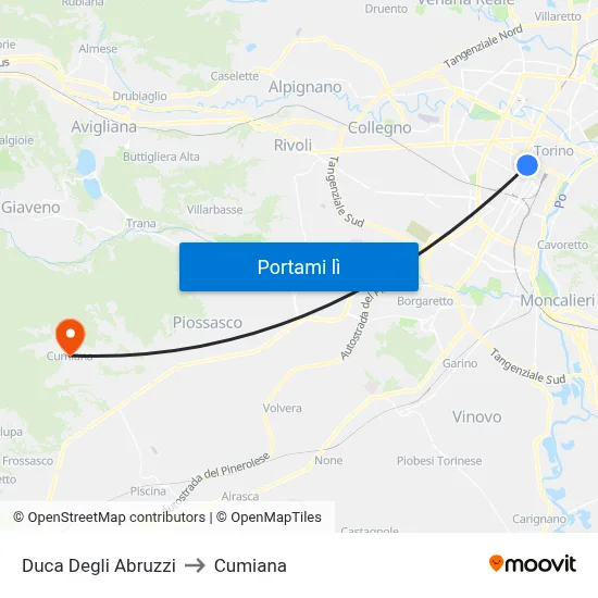 Duca Degli Abruzzi to Cumiana map