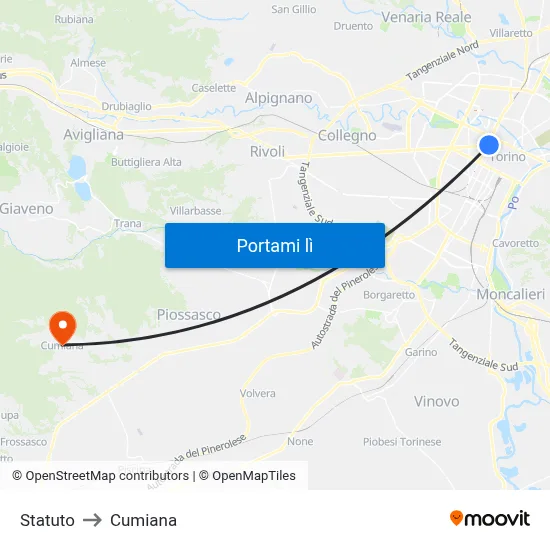 Statuto to Cumiana map