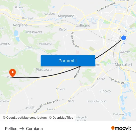 Pellico to Cumiana map