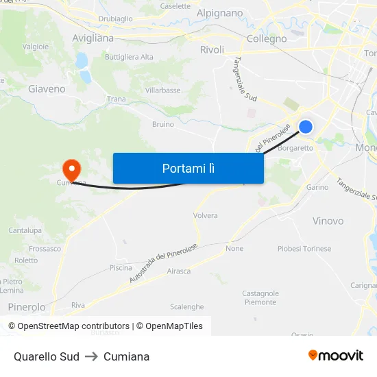 Quarello Sud to Cumiana map