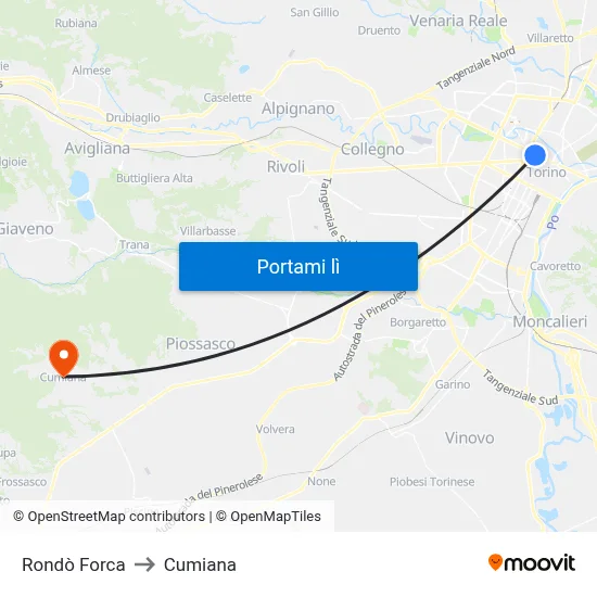 Rondò Forca to Cumiana map