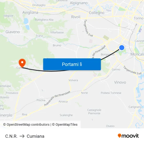 C.N.R. to Cumiana map