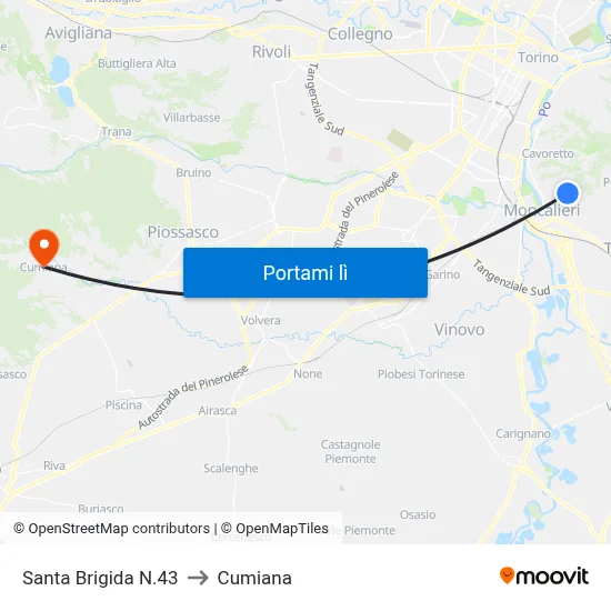 Santa Brigida N.43 to Cumiana map