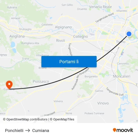 Ponchielli to Cumiana map