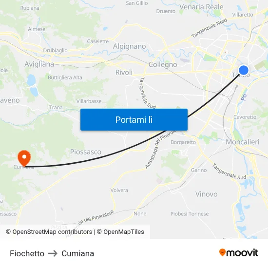 Fiochetto to Cumiana map