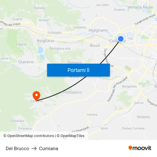 Del Brucco to Cumiana map