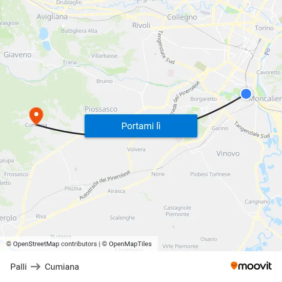 Palli to Cumiana map
