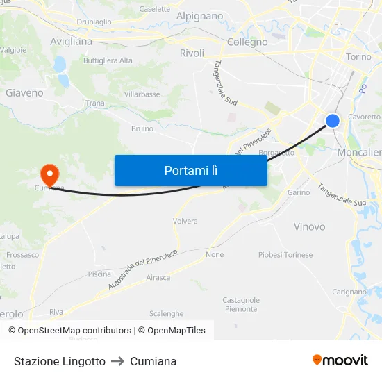 Stazione Lingotto to Cumiana map