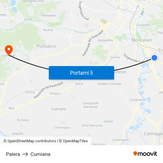 Palera to Cumiana map