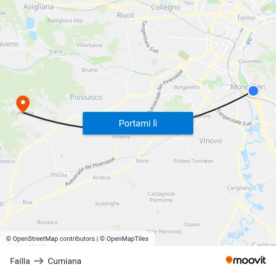 Failla to Cumiana map