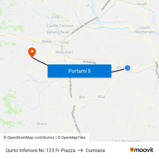 Qurto Inferiore Nc 123 Fr Piazza to Cumiana map
