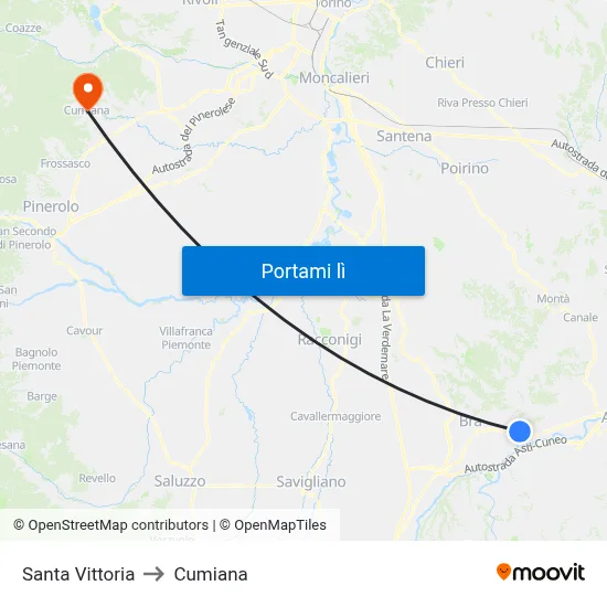 Santa Vittoria to Cumiana map