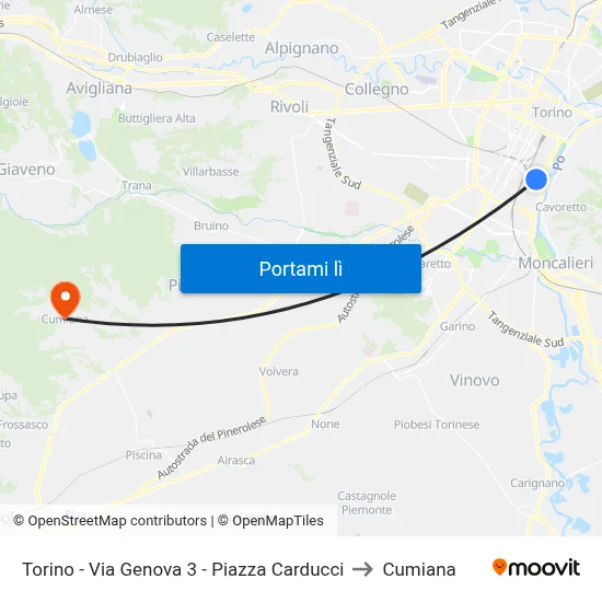 Torino - Via Genova  3 - Piazza Carducci to Cumiana map