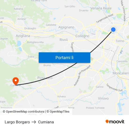 Largo Borgaro to Cumiana map