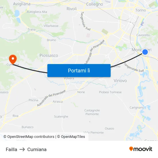 Failla to Cumiana map