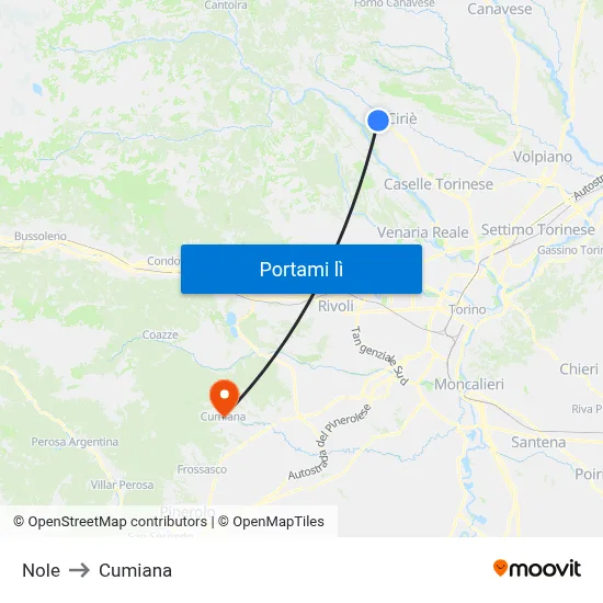 Nole to Cumiana map