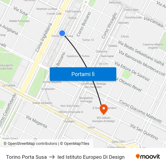 Torino Porta Susa to Ied Istituto Europeo Di Design map