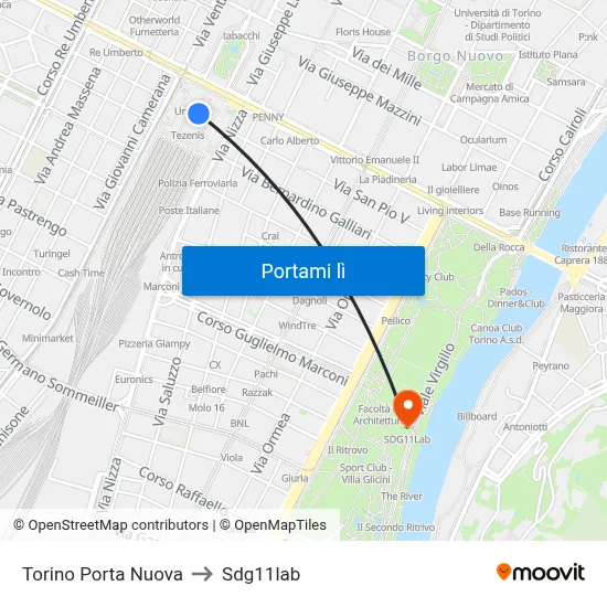 Torino Porta Nuova to Sdg11lab map