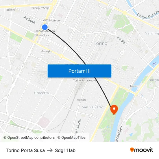 Torino Porta Susa to Sdg11lab map
