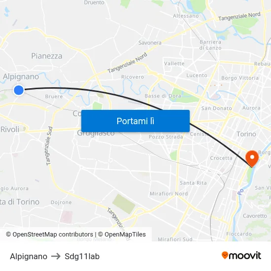 Alpignano to Sdg11lab map