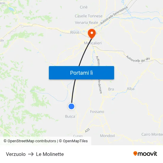 Verzuolo to Le Molinette map