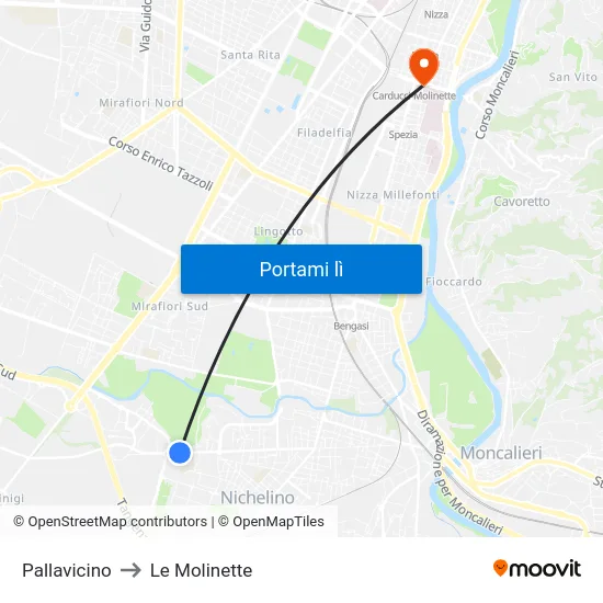 Pallavicino to Le Molinette map