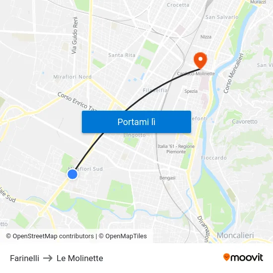 Farinelli to Le Molinette map