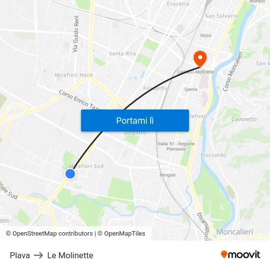 Plava to Le Molinette map