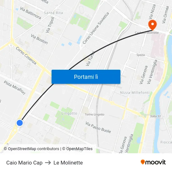 Caio Mario Cap to Le Molinette map