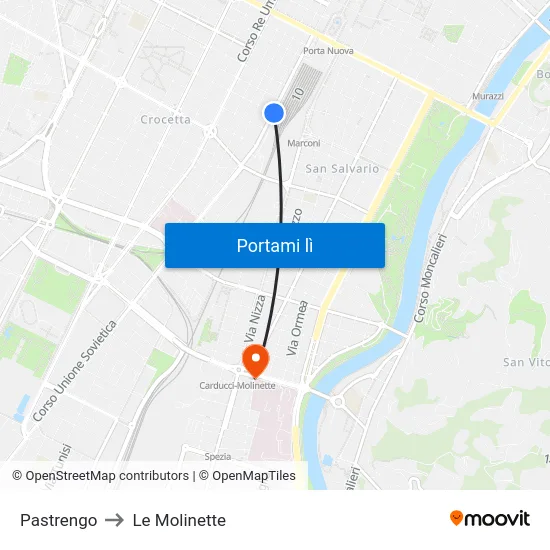 Pastrengo to Le Molinette map