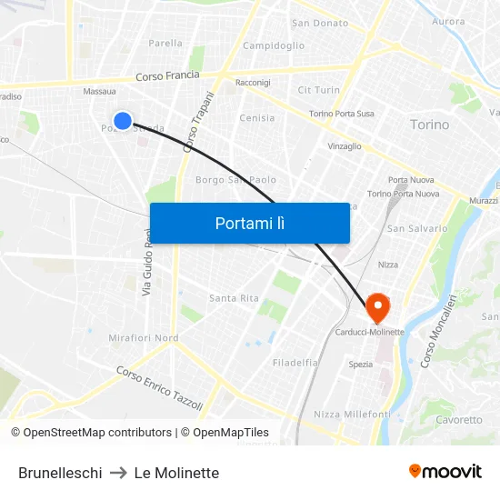 Brunelleschi to Le Molinette map