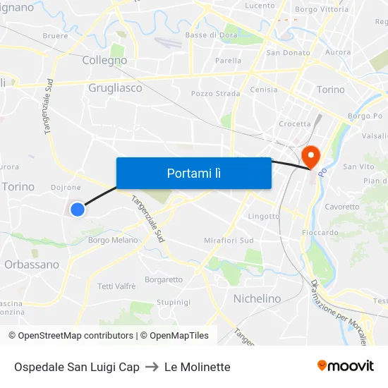 Ospedale San Luigi Cap to Le Molinette map