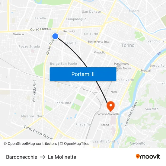 Bardonecchia to Le Molinette map