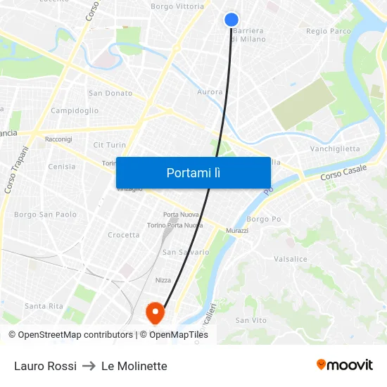 Lauro Rossi to Le Molinette map