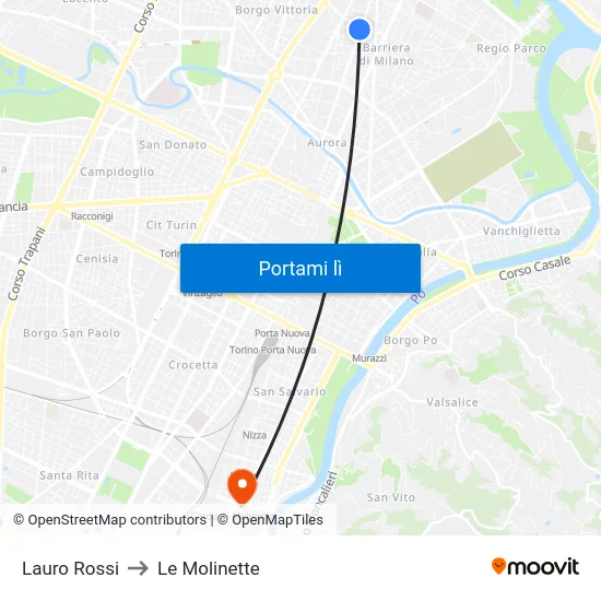 Lauro Rossi to Le Molinette map