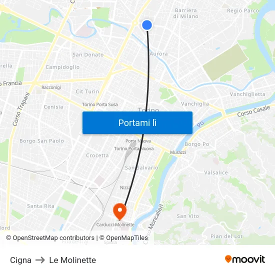 Cigna to Le Molinette map
