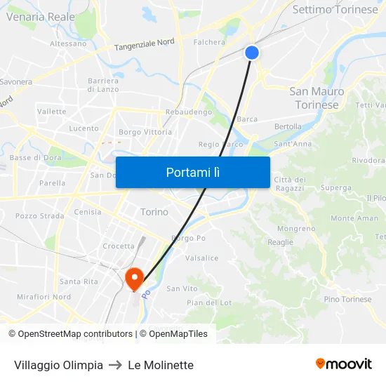 Villaggio Olimpia to Le Molinette map