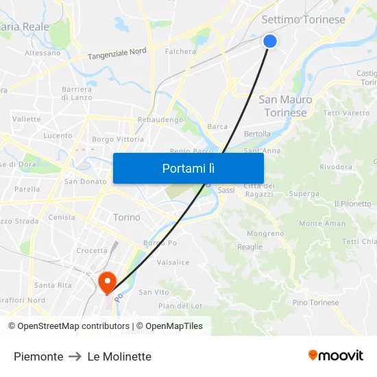 Piemonte to Le Molinette map