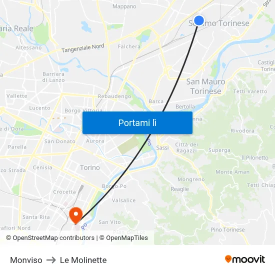 Monviso to Le Molinette map