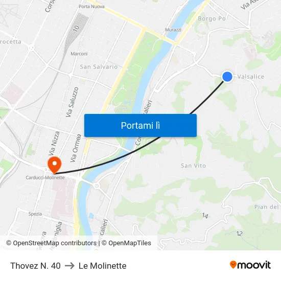 Thovez N. 40 to Le Molinette map