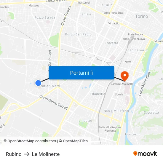 Rubino to Le Molinette map