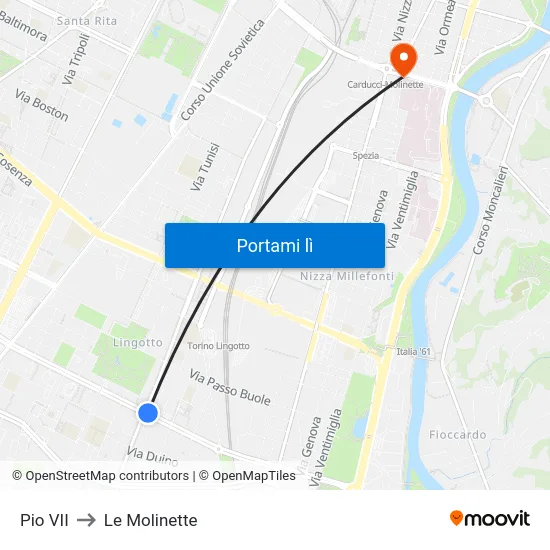 Pio VII to Le Molinette map