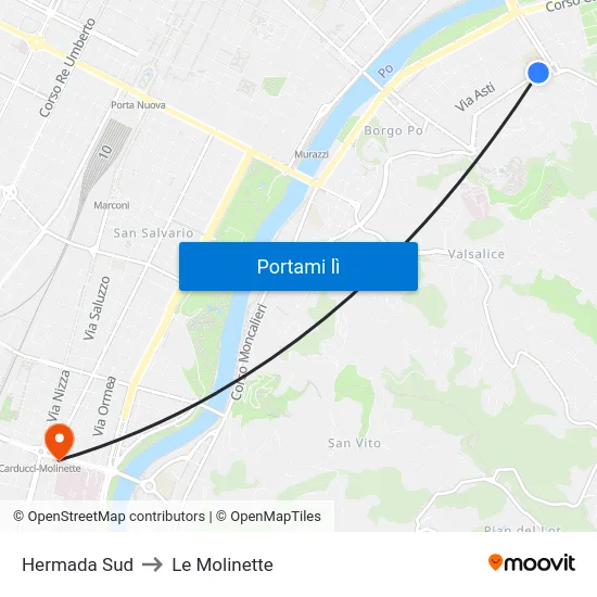 Hermada Sud to Le Molinette map