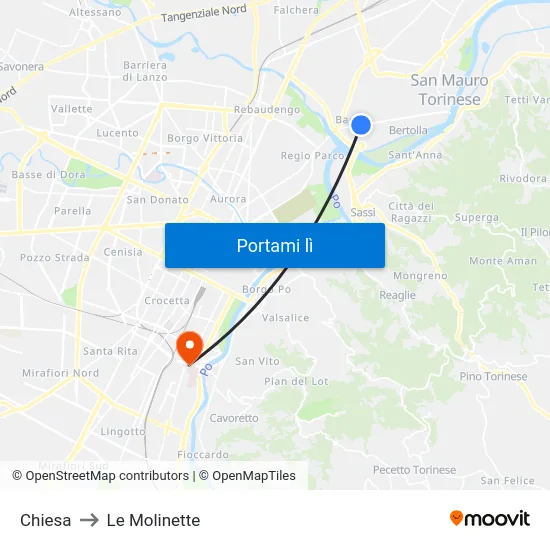Chiesa to Le Molinette map