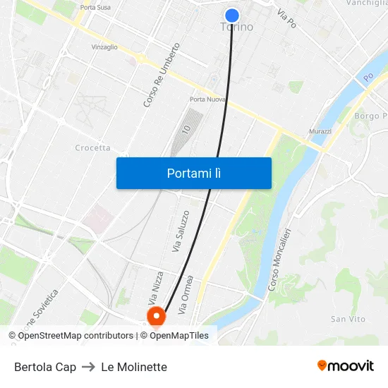 Bertola Cap to Le Molinette map